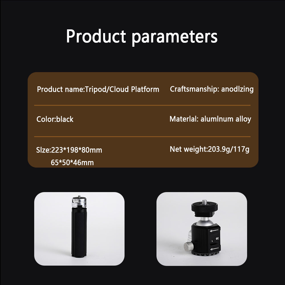 Desktop tripod  and  a spherical ball head