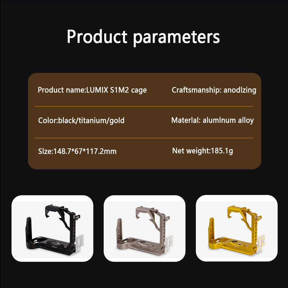 Camera cage for LUMIX S1M2/S1R2/S1M2E