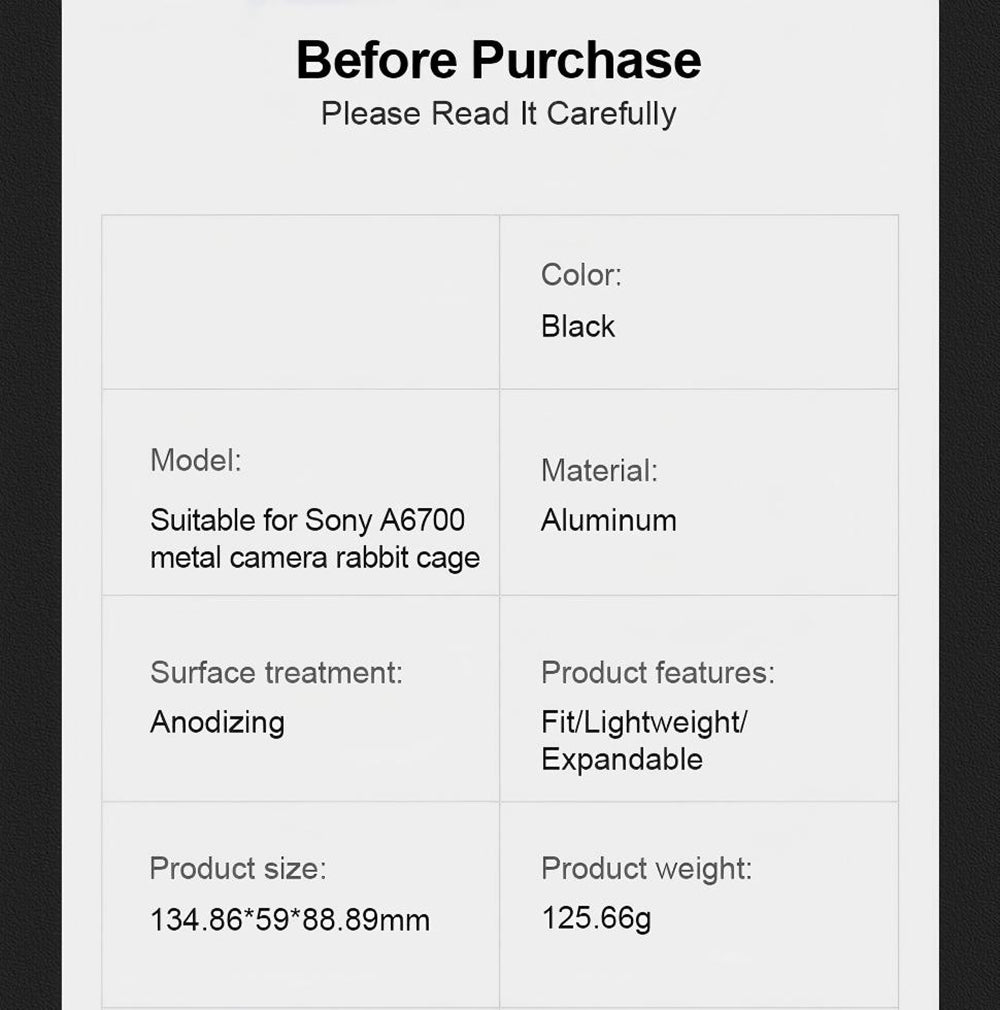 Camera Cage for/Compatible with Sony a6700 Lightweight Kit